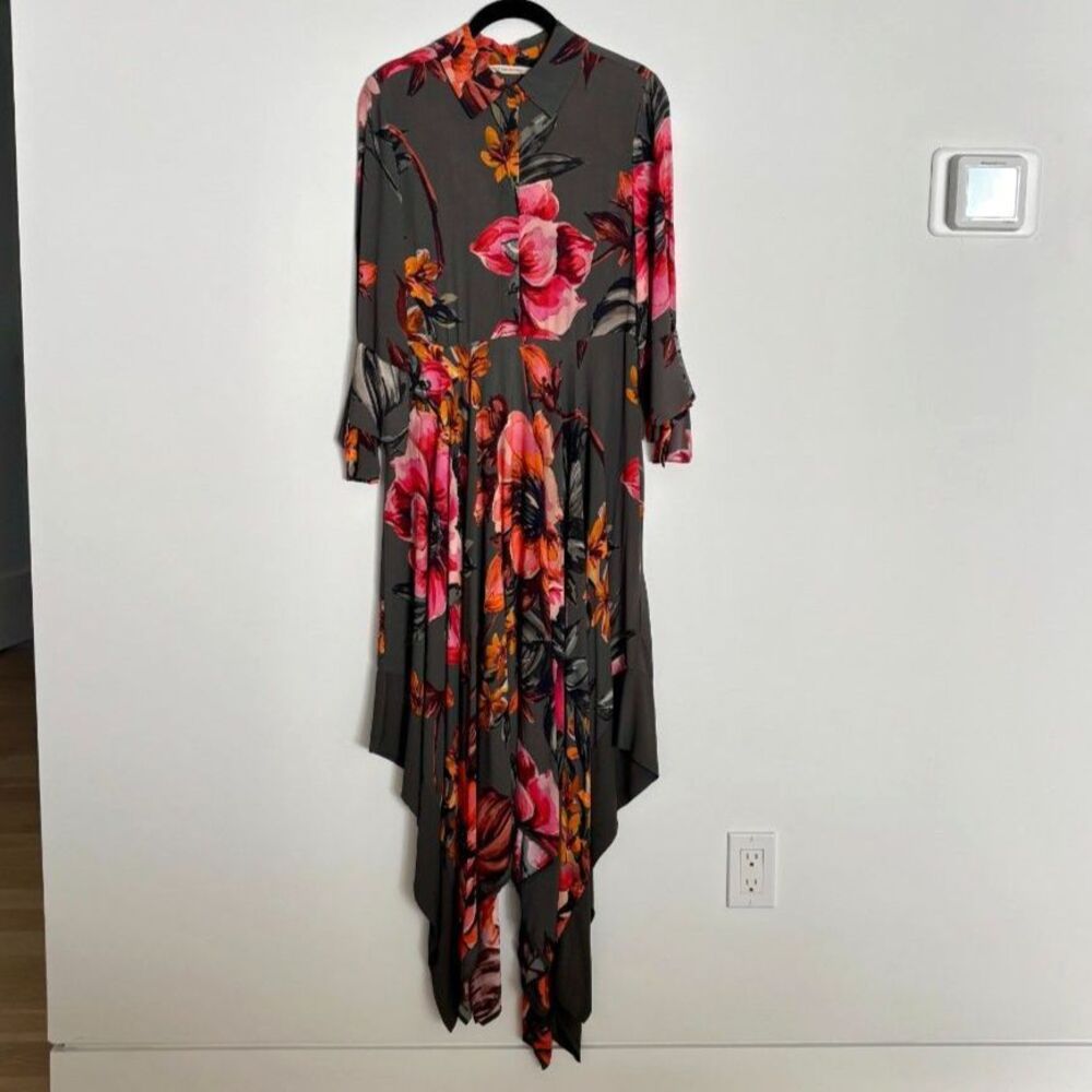 Soft Surroundings Provencia Handkerchief Hem Fall Floral Shirt Dress XS EUC